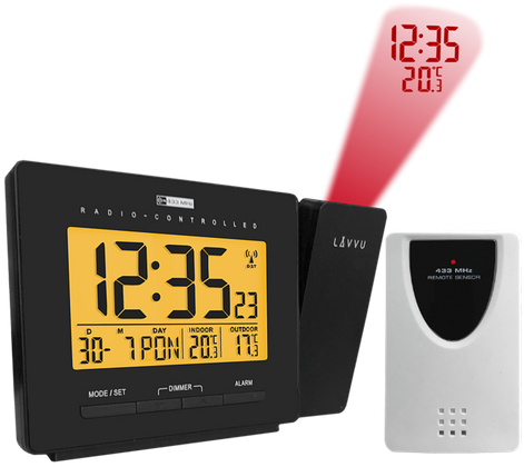 LAVVU Budzik cyfrowy z projekcją sterowany radiowo PROJECTION