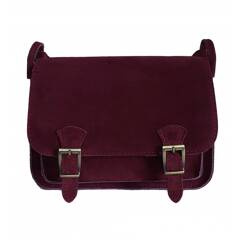 Zamszowa listonoszka ,chlebak  Vera Pelle ,pojemna przewieszka A5 Bordowa VPZ435R