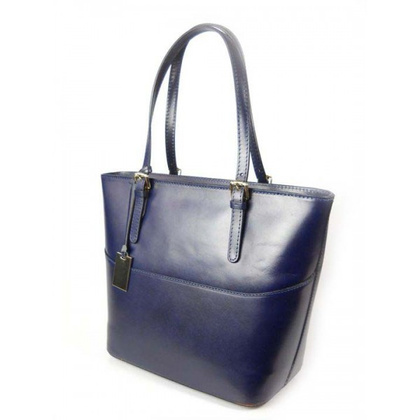 TOREBKA VERA PELLE NA RAMIĘ SKÓRA A4 GRANATOWA T88BS