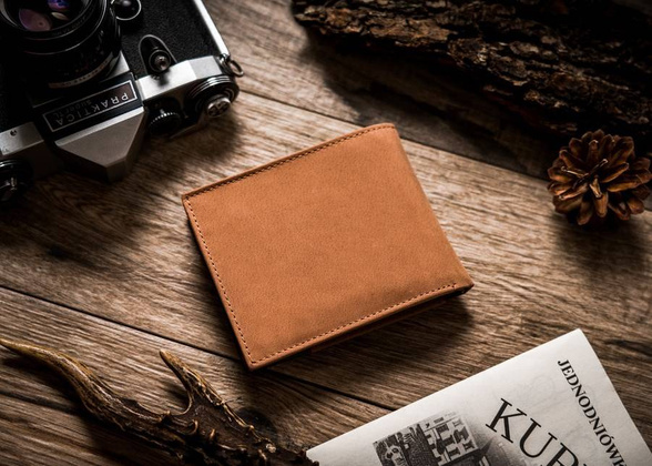 Skórzany dwukolorowy portfel męski