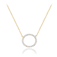 MINET Złoty naszyjnik pierścień z białymi cyrkoniami Au 585/1000 2,05g