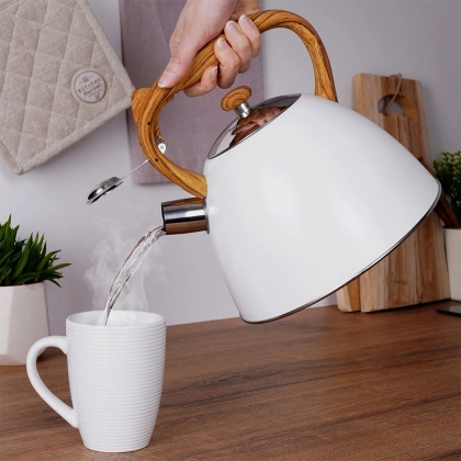 Czajnik biały stalowy nowoczesny automatyczny 3 l