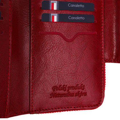 Czerwony portfel damski BajuBaj ze skóry naturalnej – funkcjonalność i styl w jednym PD2006s116 RFID