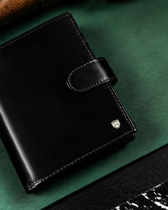 Duzy skorzany portfel meski z systemem RFID