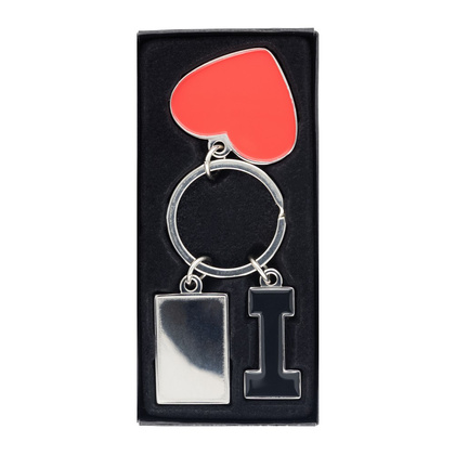 Brelok do kluczy "I love ..." z metalową plakietką | Lydus