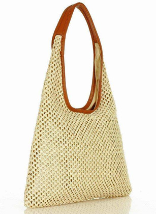 Lekka torebka damska worek skórzany na ramię koszyk basket - MARCO MAZZINI beż latte - min. zamówienie 20 / 50 / 100 szt.