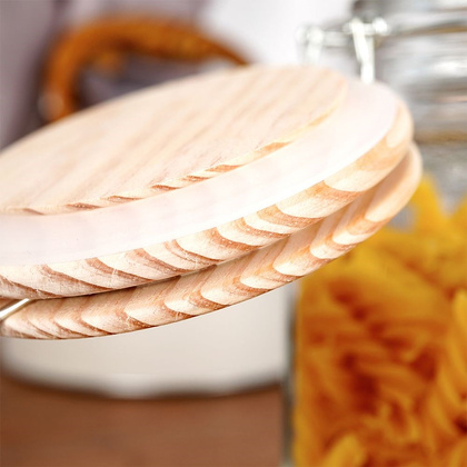 Słoik szklany z uszczelką drewnianą pokrywką klipsem 1,5 l