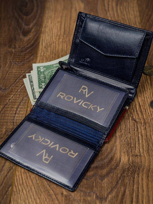 Pionowy portfel męski dwukolorowy, skóra naturalna HQ Rovicky