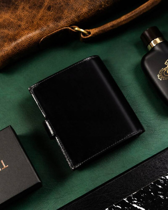 Skorzany duzy portfel meski z systemem RFID