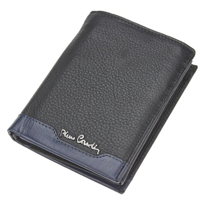 Portfel męski skórzany PIERRE CARDIN TILAK37 326 RFID Czarno Niebieski