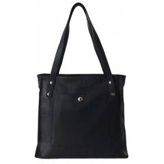 Skórzana Włoska torba na ramię Vera Pelle miękka , pojemna a4 Czarna WR365N