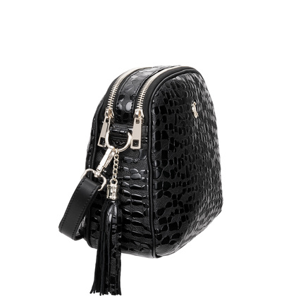 Listonoszka Canaletto ze skóry naturalnej z efektem kropli i srebrnymi wykończeniami TD808s258