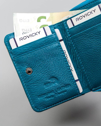 Portfel damski ze skóry naturalnej w piórka