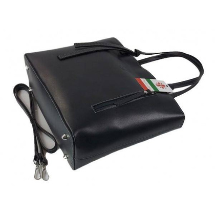 Torebka na ramię Vera Pelle ,Włoski skórzany kuferek format A4, Grafitowa,Szara KM446G