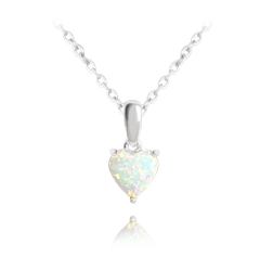 MINET Naszyjnik srebrny SERCE z białym opalem