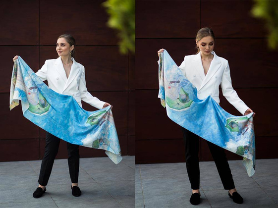 Szal - C. Monet, Kobieta z parasolem (CARMANI)