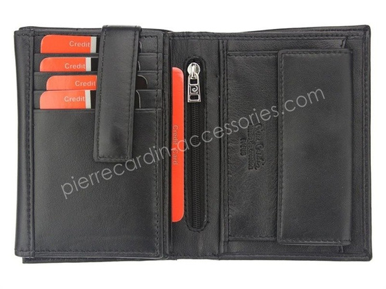Portfel męski skórzany PIERRE CARDIN TILAK07 330 RFID Czarny / Niebieski