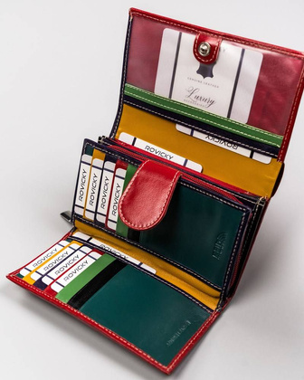 Stylowy portfel z kolorowej skóry naturalnej