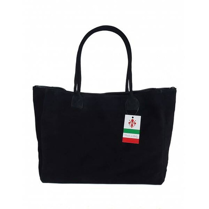 Duża włoska torba XL- A4 , worek na ramię , zamsz naturalny Vera Pelle ,Czarna WGXL5N