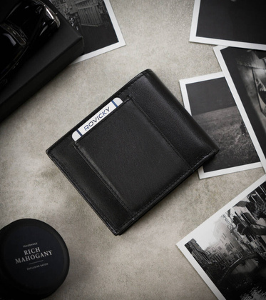 Skorzany portfel meski z zasuwanym schowkiem