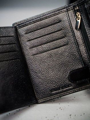 CZARNY SKÓRZANY PORTFEL MĘSKI DUŻY PIONOWY SKÓRA