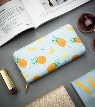 Portfel damski ze skóry eko z printem - cavaldi