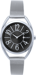 MINET Czarno-srebrny damski zegarek ICON BLACK z srebrnym stalowym paskiem