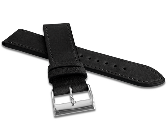 LAVVU Czarny szyty pasek SLIM z luksusowej skóry Top Grain - 20