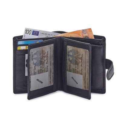 Portfel męski skórzany GW-09 RFID Czarny