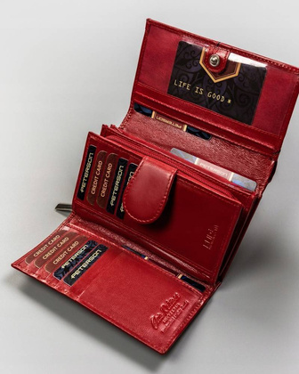 Średnich rozmiarów portfel damski ze skóry naturalnej