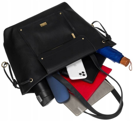 Duża, klasyczna shopperka damska ze skóry ekologicznej