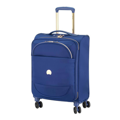 Walizka Delsey Montrouge Mała miękka niebieska walizka kabinowa na kółkach 55 cm