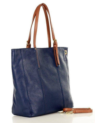 MARCO MAZZINI Elegancka torba skórzana sustainable leather bag granatowa - min. zamówienie 20 / 50 / 100 szt.