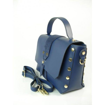 Kuferek listonoszka A5 złote dżety + zamsz granatowy Vera Pelle VPK789BS