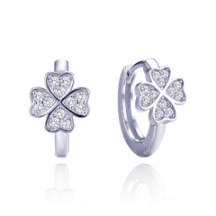 MINET Srebrne kolczyki Koniczyna z białymi cyrkoniami