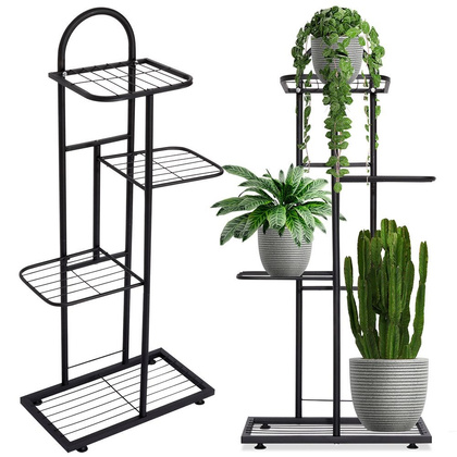 Kwietnik 4-poziomowy na doniczki metalowy czarny 92 cm