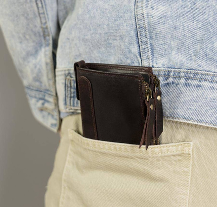 Portfel z dwiema kieszeniami na bilon Rovicky Brązowy