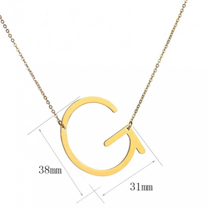 Naszyjnik stal chirurgiczna literka G platerowana złotem NST995G