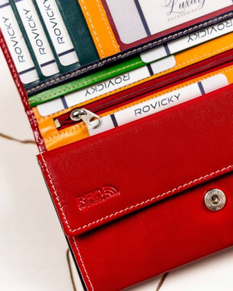 Duzy skorzany portfel damski na zatrzask