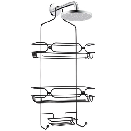 Półka łazienkowa zawieszana na prysznic metalowa czarna 61x28,5x12,5