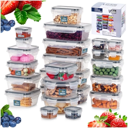 Pojemniki na żywność z pokrywką i uszczelką 24 szt.