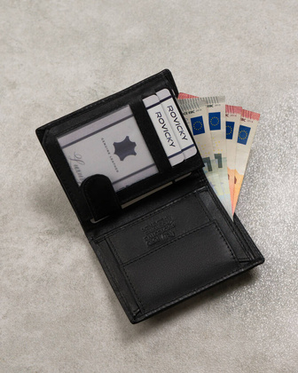 Skorzany portfel meski z kieszonka na suwak