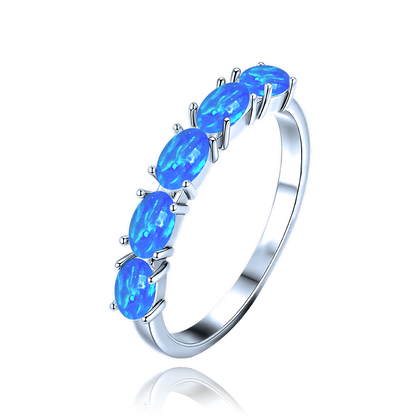 MINET Pierścien srebrny z niebieskimi opalami wielkość 20