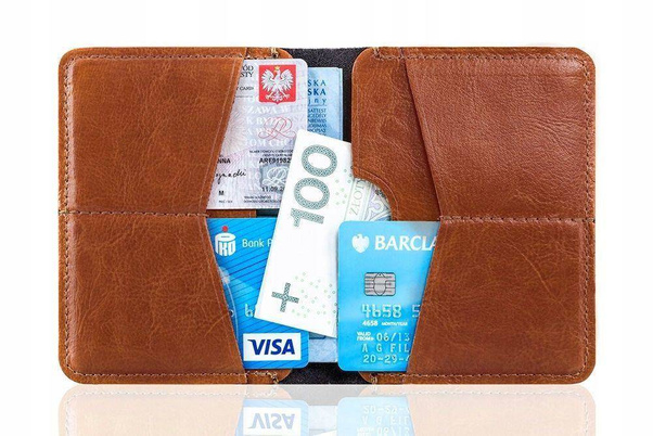 Cienki skórzany męski portfel SOLIER SW10 SLIM BRĄZ - min. zamówienie 20 / 50 / 100 szt.