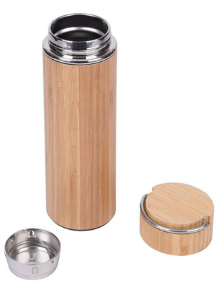 Termos BAMBOO HOT, brązowy, srebrny