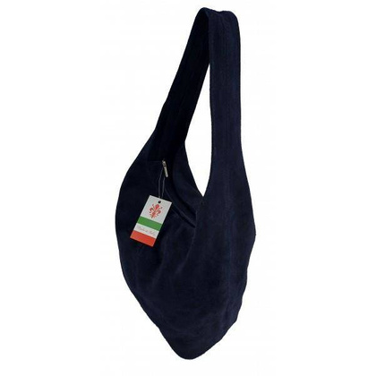 Zamszowy worek , Włoska skórzana torba xl a4 Granatowy shopper bag W356BS