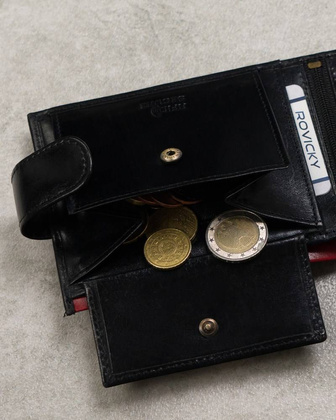 Skórzany portfel męski z kieszenią na dowód rejestracyjny