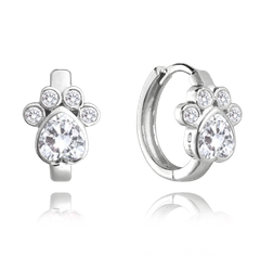 MINET Kolczyki srebrne ŁAPY z białymi cyrkoniami