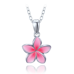 MINET Nowoczesny naszyjnik srebrny różowy kwiat