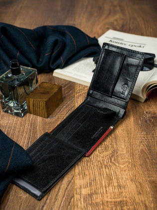 Poziomy portfel męski dwukolorowy, skóra naturalna HQ Rovicky